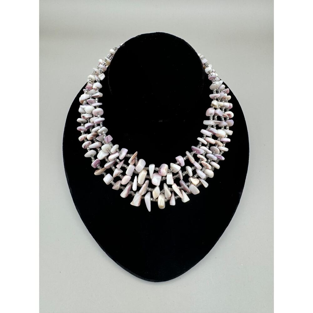 Vintage Japan 4 Strand Purple Shell Necklace